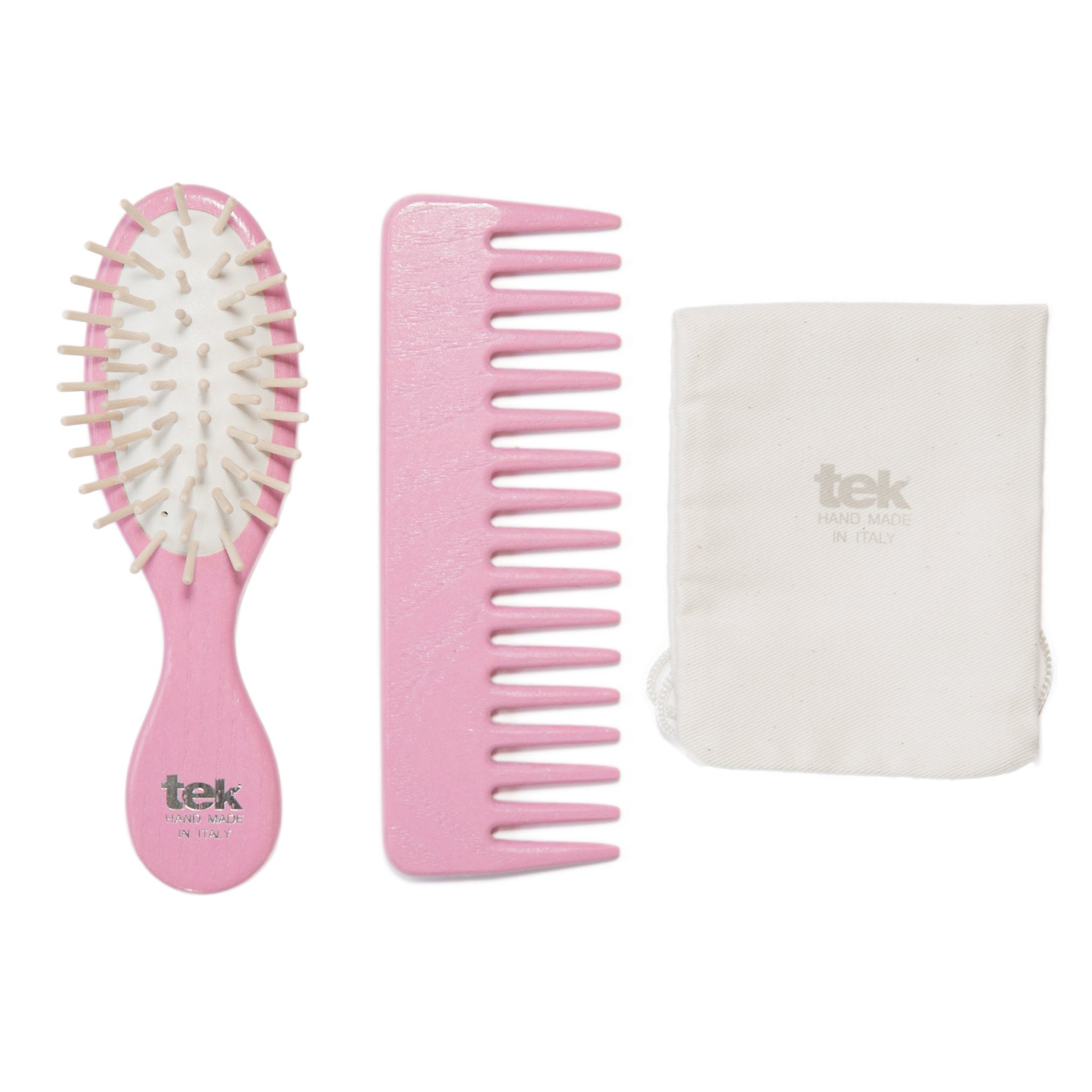TEK Pink Travel Brush + Comb Set